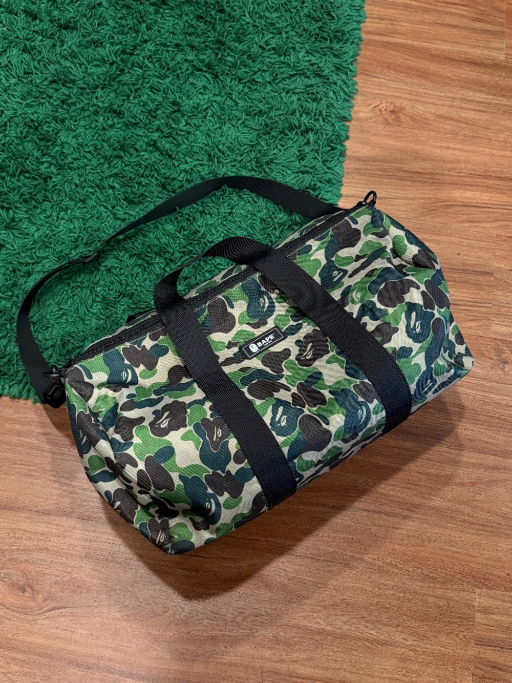 BAPE - Green Camo Duffle Bag